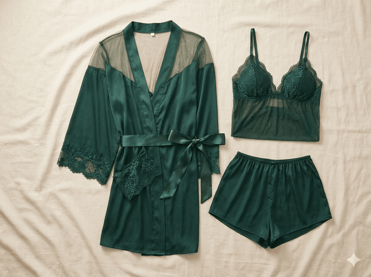Conjunto de lencería y bata "puro encanto"